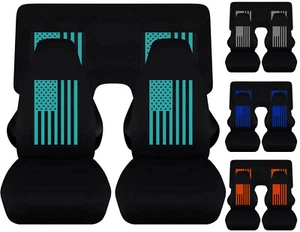 Fundas de asiento de coche - Se adapta a Chevy Camaro 1970-2002 - fundas de asiento negras bandera estadounidense - Imagen 1 de 10