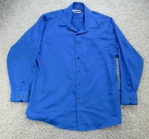 Geoffrey Beene Mens Dress Shirt 16 32-33 Blue Pocket Regular Fit Cotton Blend - Picture 1 of 11