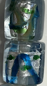 FANCY GLASS BEADS 16x12mm Light Blue and Foil Barrel 28 Total Hand Made Beads - Picture 1 of 13
