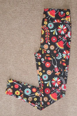 Leggings LuLaRoe OS ~ Esqueleto ~ Música de Guitarra ~ Día de Muertos Negro HALLOWEEN Foto 1 de 3