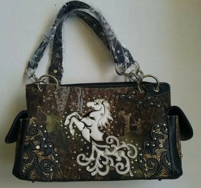 隐藏枪钱包迷彩手提包白色马迷彩绿色苔藓西部 — 第 1/4 张图片