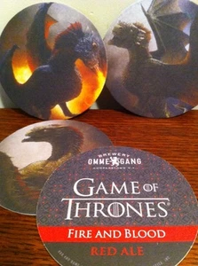 OMMEGANG Game of Thrones FIRE & BLUT ROT ALE Bieruntersetzer komplett 3er SET HBO - Bild 1 von 8