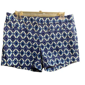 DALIA Collection Shorts Modern Fit 6 Women Blue Black White Diamond Print Chinos - Picture 1 of 7