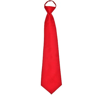 New Polyester Men's ready knot pre tied neck tie only solid formal red  - Image 1 of 2