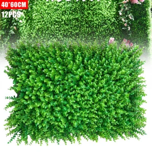 12pz 60x40cm PE Pannello Artificiale Verde Parete Erba Finta Siepe Decorazione - Foto 1 di 12