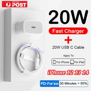20W Type-C Wall Adapter Fast Charger PD Power For iPhone 14 13 12 Pro Max iPad X - Picture 1 of 12