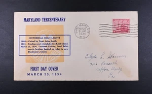 Mar 23 1934 FDC USA Scott # 736-32 Elmer Long Cachet VF Cover MD Maryland 300 yr - Picture 1 of 2