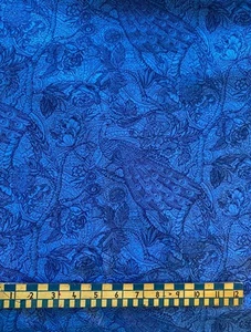 Jinny Beyer RJR Fabrics 10 year Anniversary Collection Blue Peacock Cotton 2 yd - Picture 1 of 3