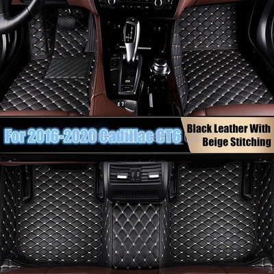 Alfombrillas envolventes delanteras y traseras de cuero aptas para Cadillac CT6 2016-2020 negras Foto 1 de 4