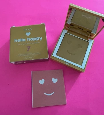 Benefit Hello Happy Foundation Powder Make Up Velvet Face #7 NEW RARE! - Image 1 of 4