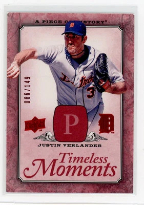 2008 Upper Deck A Piece of History #TM-20 Justin Verlander Red #/149 - Image 1 of 2