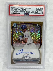 JOENDRY VARGAS 2023 Bowman Chrome Gold Mini Diamond Auto /50 Dodgers PSA 10 - Picture 1 of 3
