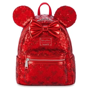 Disney Parks Loungefly Mini-Rucksack rot Pailletten Minnie mit Mickey Icons - NEU - Bild 1 von 6