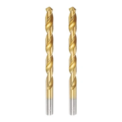 2pcs Titanium Twist Drill Bit 11/32" Dia Round Shank High Speed Steel Drills - Image 1 of 4