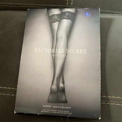 Neu Victoria’s Secret Spitzen Top Band Overknee Strumpfwaren in Blau Größe S - Bild 1 von 3