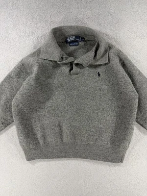 Vintage 90s Polo Ralph Lauren Gray Lambs Wool Collared Sweater Size Youth Large - Image 1 of 4