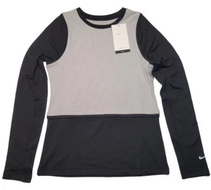 Nike Pro Girls Dri-Fit Training Top Long Sleeve Youth Size Large Black Gray $50 - Picture 1 of 8