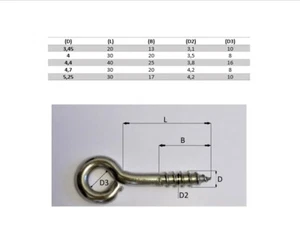 5-100x Ösenschrauben mit Holzgewinde Augenschraube Ringschraube Edelstahl V2A - Bild 1 von 3