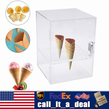 9Hole Acrylic Ice Cream Cone Holder Cabinet Egg Roll Display Waffle Cone Storage