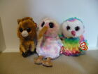 3 New Tagged Ty Beanie Boos Stuffed Animals-Owen/Owl, Harriet/Horse & Kiwi