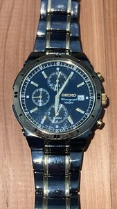 Seiko Chronograph 38mm Two Tone Ceramic Watch 724122. 7T62OFYO A4 - Picture 1 of 15