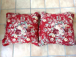 PAIR RALPH LAUREN EURO Pillow SHAMS Vintage RED ORANGE FLORAL CUSTOM ~27" x 27" - Picture 1 of 7