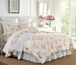 ❤️Laura Ashley “Chloe” Comforter 3PC Set 96" x 92" Full/Queen Pink Floral NWT - Picture 1 of 9