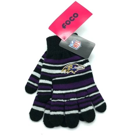 NFL Baltimore Ravens Knit Gloves Kids Youth Unisex Purple Black One Size Cover