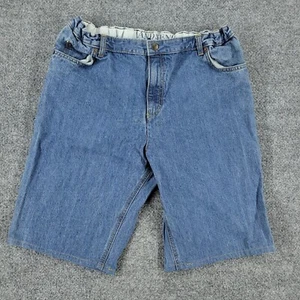 Lands End Denim Shorts Boy's 16 Blue Dark Wash Adjustable Elastic Waist Youth - Picture 1 of 9