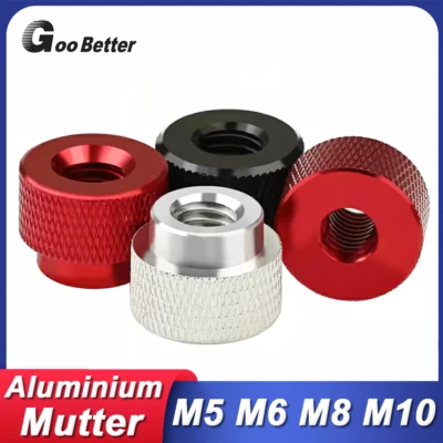 Rändelmutter M5 M6 M8 M10 Durchgangsloch Aluminium hohe Form Alu Raendelmutter - Bild 1 von 4