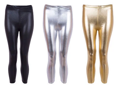 NOROZE Mädchen glänzende Disco Wet Look Metallic Folie glänzende Leggings