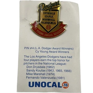 Vintage Los Angeles Dodgers Cy Young Award Winners Commemorative Pin UNOCAL 76 - Picture 1 of 8