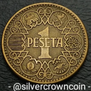 Spain Nationalist Government. 1 Peseta 1944. KM#767. 1 Dollar coin. WWII. 1 Yr L - Picture 1 of 7