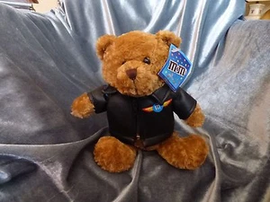 Scarce 2004 7" M & M's Aviator Teddy Bear Leather Biker Jacket Wings by Galerie - Picture 1 of 12