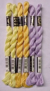 DMC size #5 Perle Cotton --Six (6) Skeins #211, #445, & #726 - Picture 1 of 1