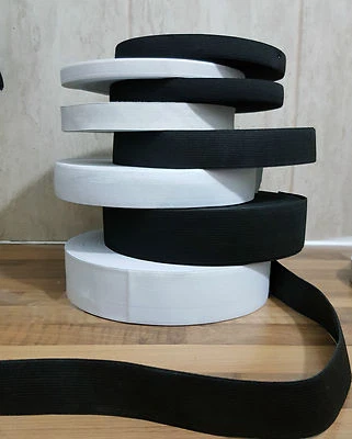 GK SCHWARZ & WEISS STRETCH ELASTISCH FLACH ELASTISCHER BUND MANSCHETTEN GEWEBT SCHNELLER VERSAND