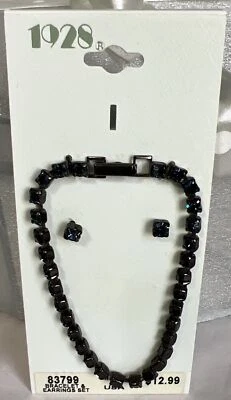 1928 Jewelry Co Blue Rhinestone 7” Bracelet & Earring Set - Image 1 of 4