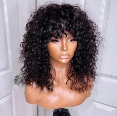Human hair wigs Curly Bob Full Machine Made  Natural Black  - Изображение 1 из 3