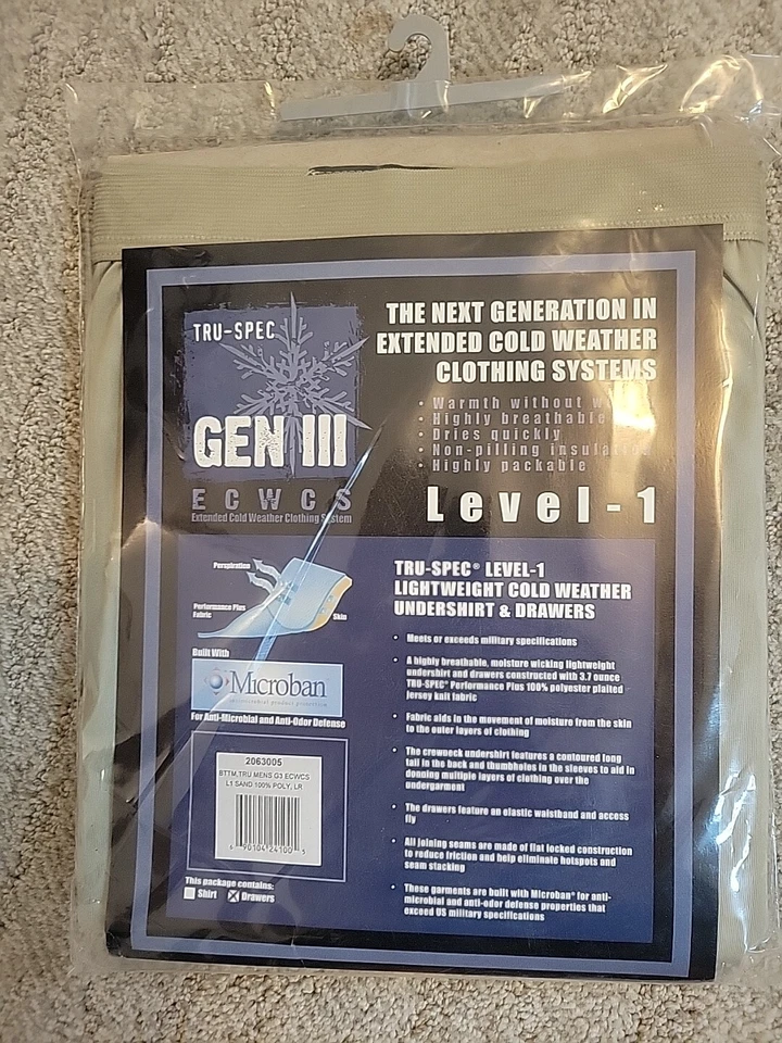 Tru Spec Men's Tan Thermal Bottoms Sand Gen-III ECWCS Level I Size L/Regular NEW - Image 1 of 4