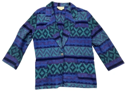 Chaqueta Blazer Vintage Bonjour Southwestern Azteca Boho Para Mujer Talla Grande Foto 1 de 4