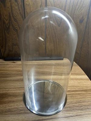 Clear Glass Cloche, Bell Jar, Glass Display Dome 10” x 5.5” Mirror Bottom Plate - Image 1 of 4