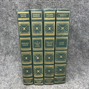 Lot 4 Internation Collectors Library Robinson Crusoe Jayne Eyre Two Cities GREEN - Picture 1 of 5