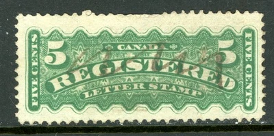 Canada 1875 Registration 5¢ Green Scott #F2 VFU Q110 - Image 1 of 4