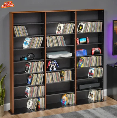 Gabinete de almacenamiento multimedia de madera de cerezo CD DVD VHS organizador de películas estante de montaje en pared Foto 1 de 4