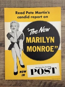 RARE MARILYN MONROE ORIGINAL 1956 SATURDAY EVENING POST POSTER 10.5”x13.5” - Picture 1 of 6