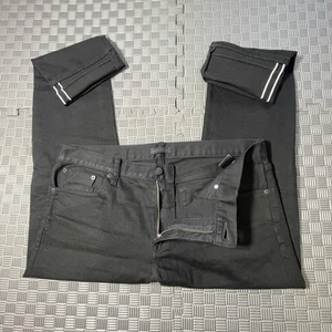 Uniqlo Jeans Mens 35 x 32 Black Denim Selvedge Slim Fit Mid Rise Straight Leg - Picture 1 of 13