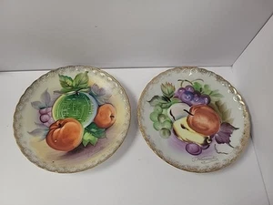 2 - Vintage Hand Painted Fruit 8" TMJ Plate Signed Sinkai & Nagasaki Gold Trim - Picture 1 of 7
