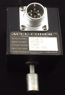 Accu-Coder 716 Instrumental Shaft Encoder 1000 Cycles/Rev Input Voltage 5/28VDC - Image 1 of 2
