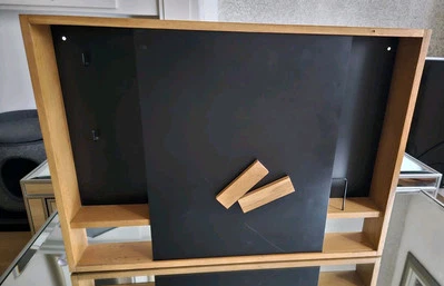 Rare IKEA Estetisk Solid Oak & Black Metal Magnetic Noticeboard - Image 1 of 4