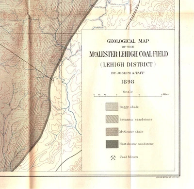 1898 USGS – McAlester-Lehigh Coal-Field Map – Oklahoma Mining Geology - Image 1 of 4